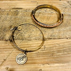 Alex & Ani “A” bracelet +Vintage Braided Bracelet